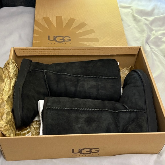 UGG Black Suede Classic  Tall Boots Size 7 - Picture 10 of 13